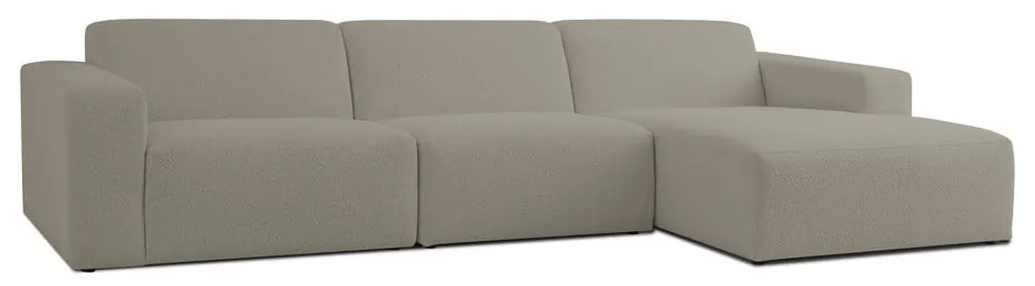 Divano angolare marrone chiaro in tessuto bouclé (angolo destro) Roxy - Scandic