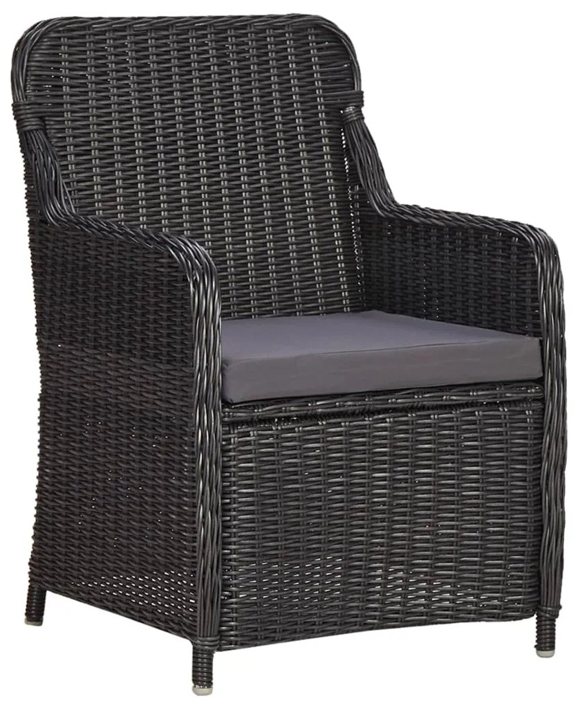 Set da pranzo da giardino 9 pz in polyrattan nero