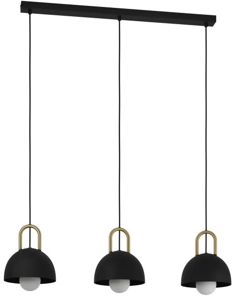 Eglo 99694 - Lampadario su corda CALMANERA 3xE27/40W/230V nero