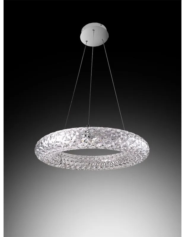 Lampadario LED neoclassico Janet trasparente Ø50cm, luce naturale 3240 lumen, NOVECENTO