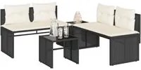 Set Divani da Giardino 4 pz con Cuscini Nero in Polyrattan 4003878