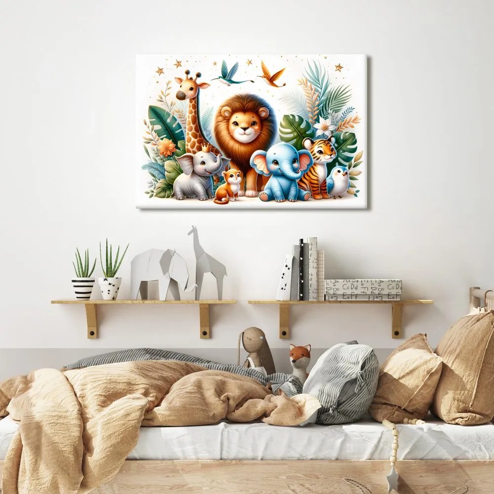 Quadro su tela – Re della giungla con i suoi dolci amici