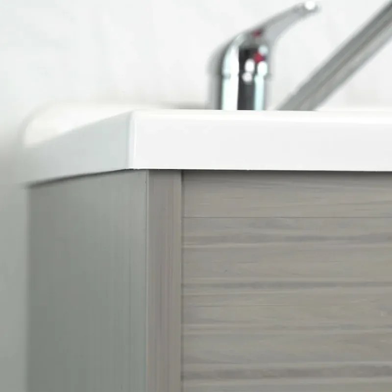 Mobile lavatoio rovere 60x50 con vasca e asse lavapanni in resina