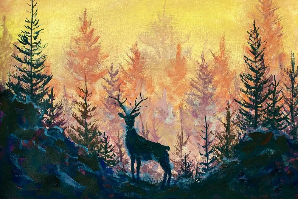 Carta da parati autoadesiva – Pittura forestale artistica