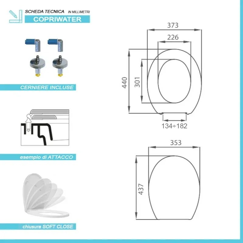 Copriwater dedicato Catalano serie Luce con chiusura soft close e sgancio rapido
