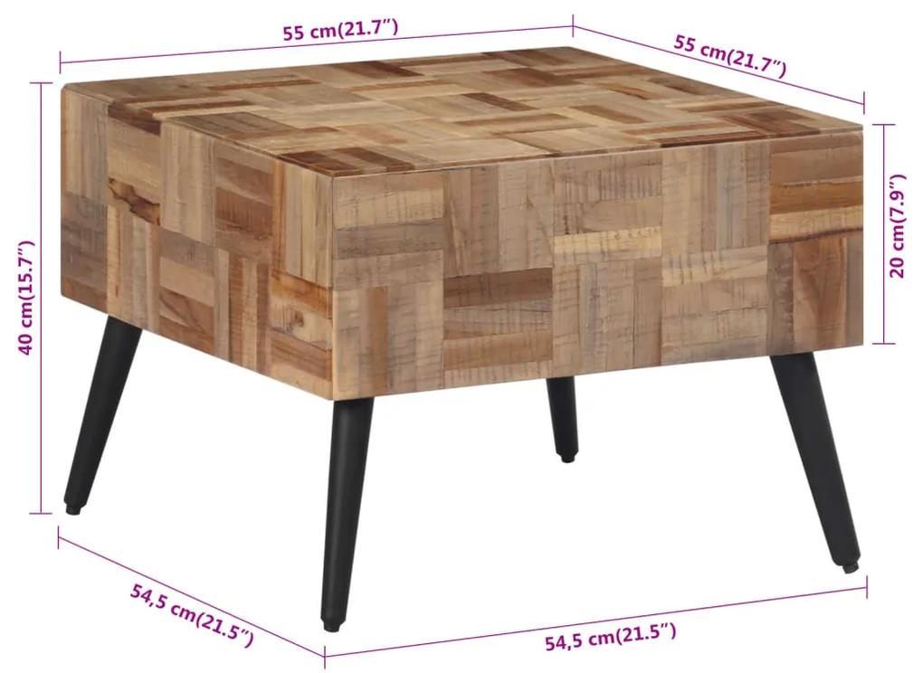 Tavolino da Salotto Grigio 55x55x40cm Massello Teak di Recupero