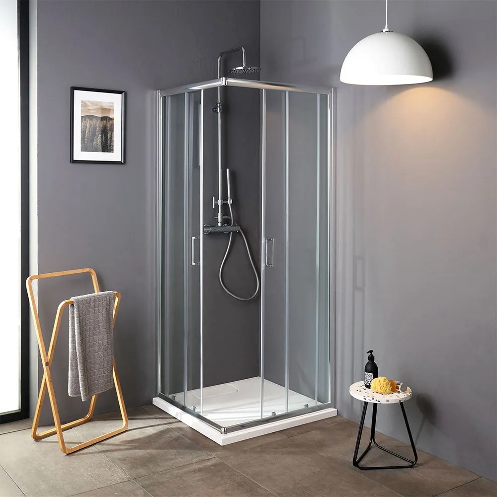 Box Doccia Scorrevole In Cristallo 75X75 Ad Angolo | Lima