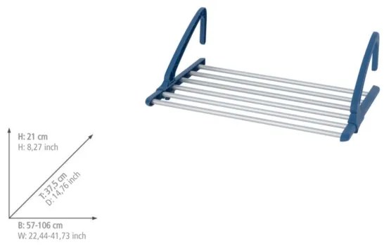 WENKO 63005800 - Stendibiancheria 37,5x21 cm acciaio inox/argento/blu