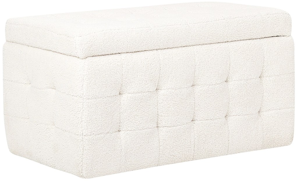 Pouf ottomano con contenitore bouclè bianco MICHIGAN Beliani