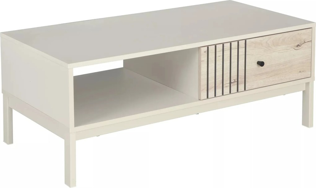 Tavolino Frost L5 in off white + rovere alpino – 100x50x40 cm