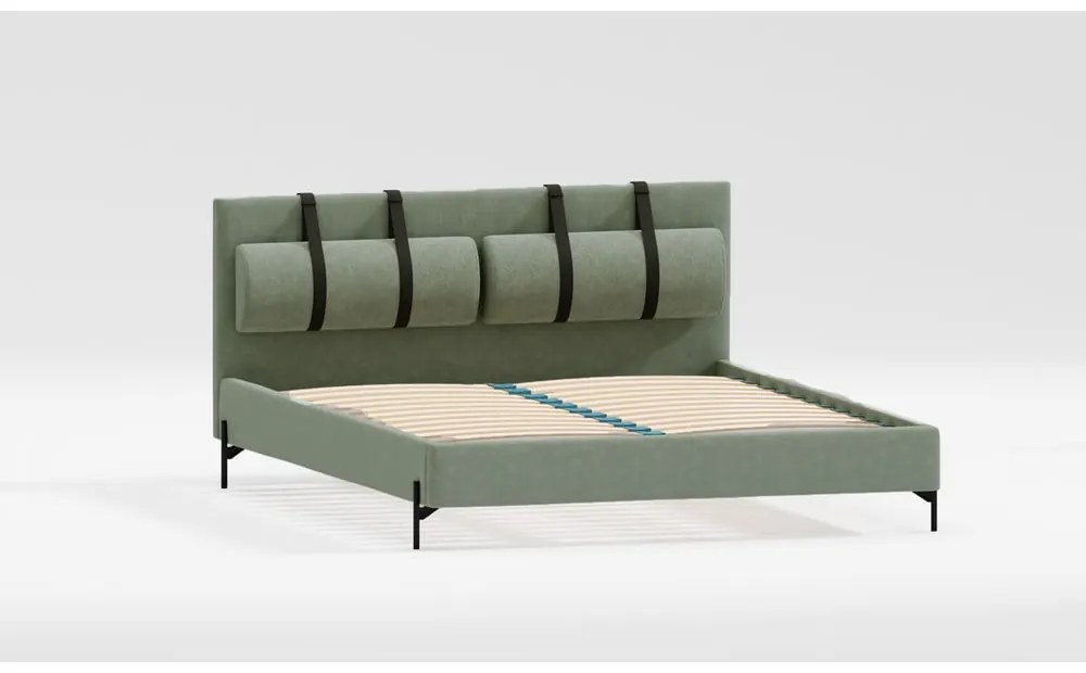 Letto matrimoniale imbottito verde con griglia 180x200 cm Tulsa - Ropez