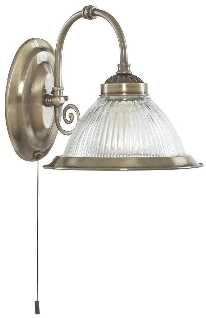 Applique Contemporanea American Dinner Acciaio Adjustable Vetro 1 Luce E27