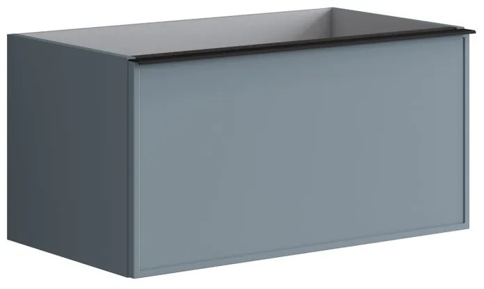 Mobile da bagno sotto lavabo Pixel frame blu laccato opaco L 80 x H 40 x P 45.5 cm 1 cassetto, lavabo non incluso