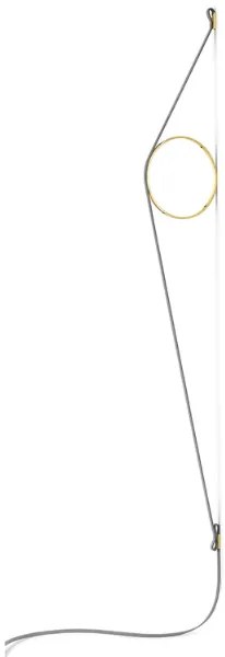 Flos wirering lampada da parete h.208 cm a luce indiretta con dimmer e cavo grigio anello oro