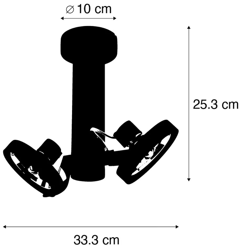 Faretto moderno nero regolabile a 2 luci - Goes