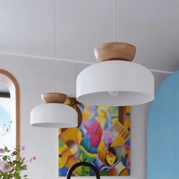 Sollux SL.1350 - Lampadario a sospensione con filo MARION 1xE27/15W/230V diametro 29,5 cm bianco