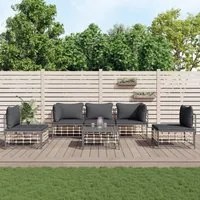 Set Divani da Giardino 6 pz con Cuscini Antracite in Polyrattan 3186719