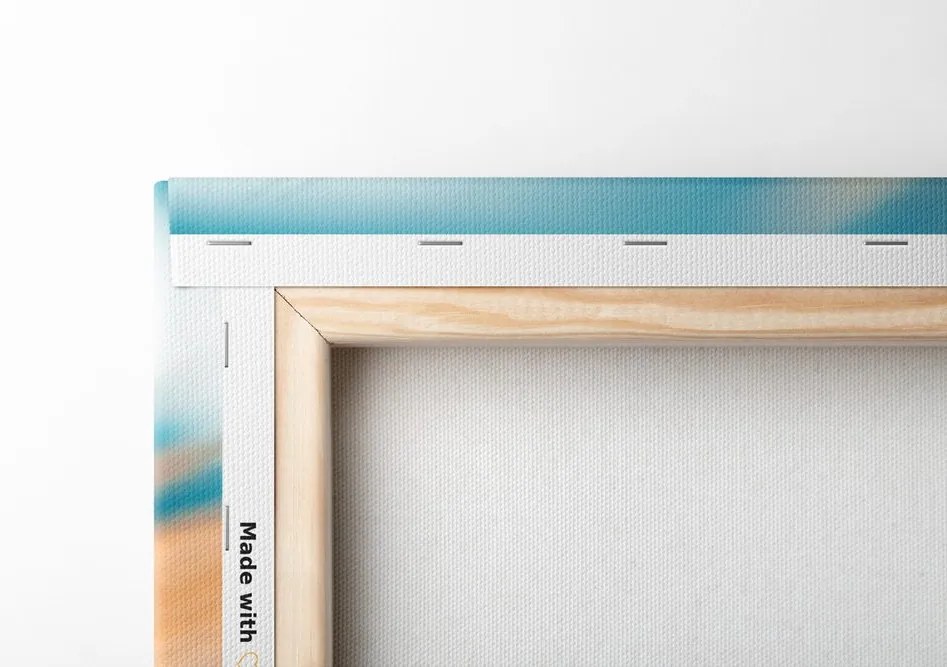 Quadro su tela – Goccia d'acqua su piuma dorata