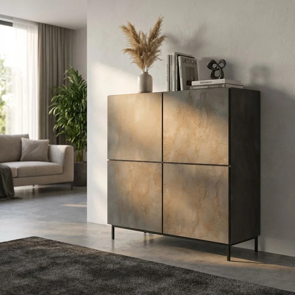 THALIA - credenza moderna con ante ammortizzate con piedini