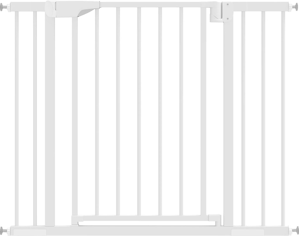 Cancello di Sicurezza per Bambini e Animali 76-103x76 cm Chiusura Automatica e Montaggio a Pressione Bianco...