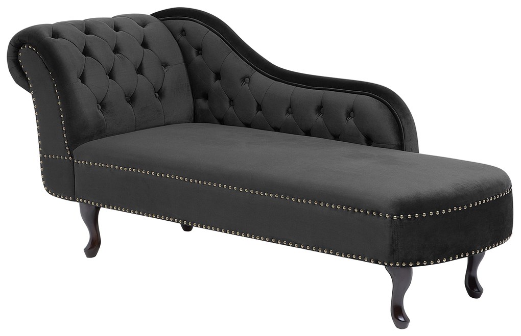 Chaise longue sinistra in velluto nero NIMES Beliani