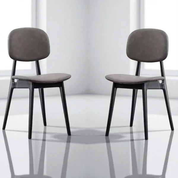 Set 2 sedie ATENA grigio in ecopelle imbottita per cucina e pranzo