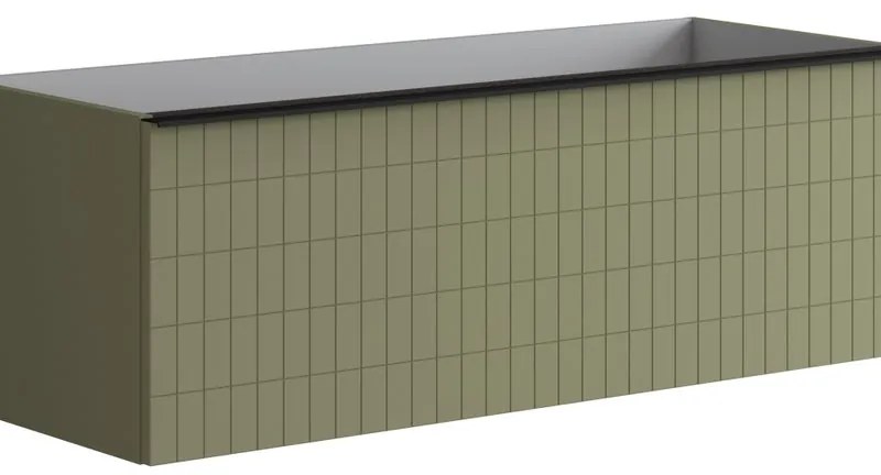 Mobile da bagno sospeso sotto lavabo L 120 x H 40 x P 45.5 cm verde laccato opaco, 2 cassetti Pixel grid