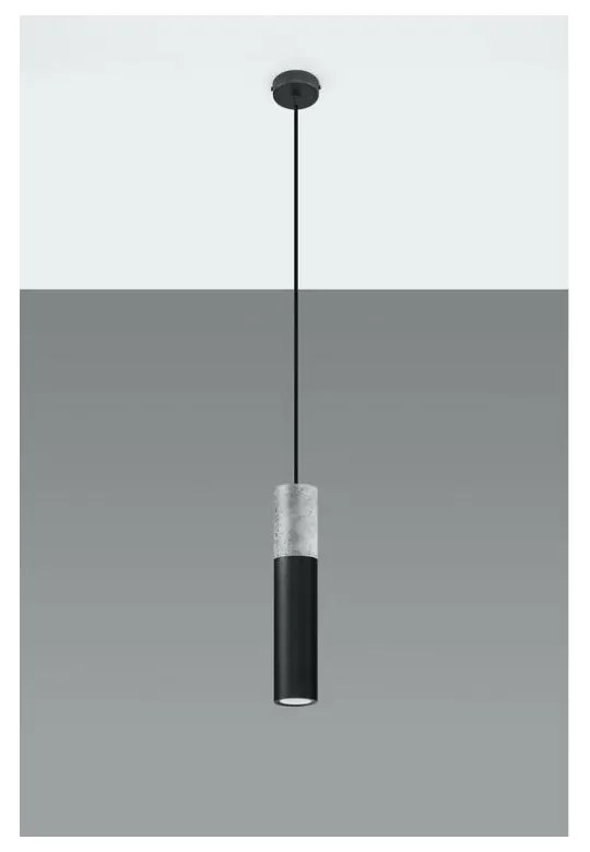 Lampadario a Sospensione in Acciaio e Cemento BORGIO 1 GU10 da interno Colore del corpo Nero