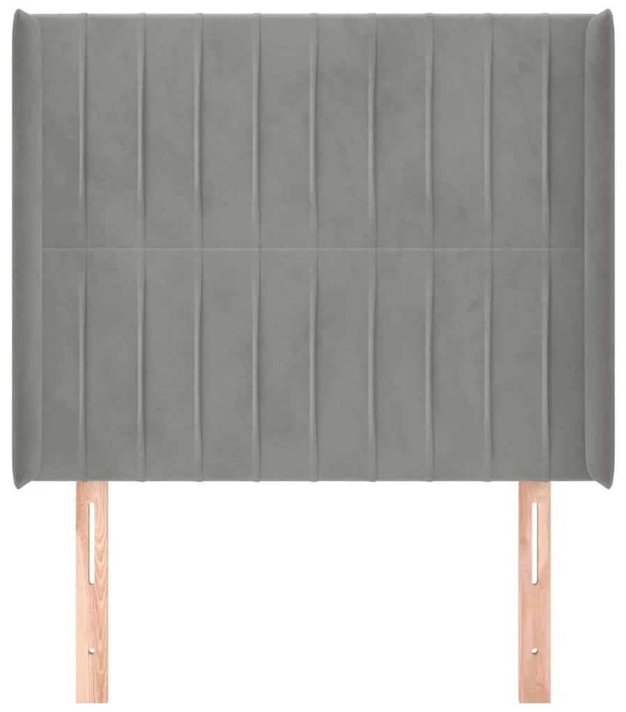 Testiera ad orecchio grigio chiaro 93x16x118/128 cm in velluto