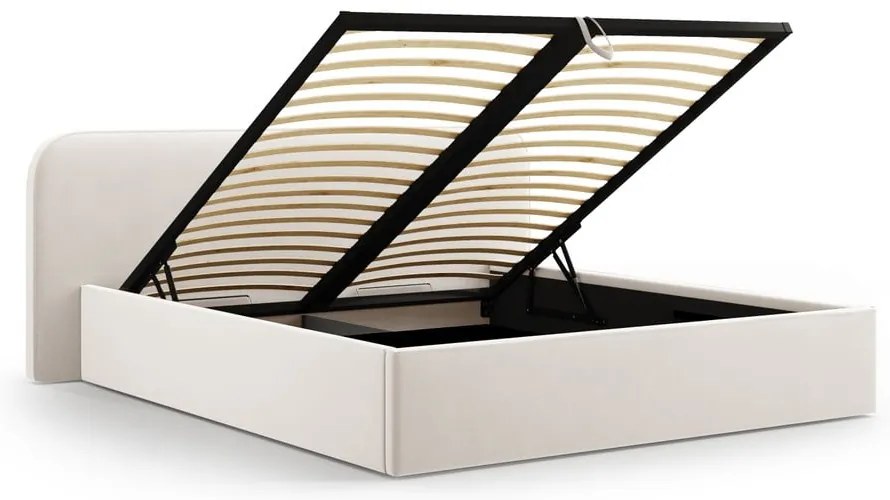 Letto matrimoniale imbottito avorio con contenitore e rete inclusi 140x200 cm Elizabeth – Micadoni