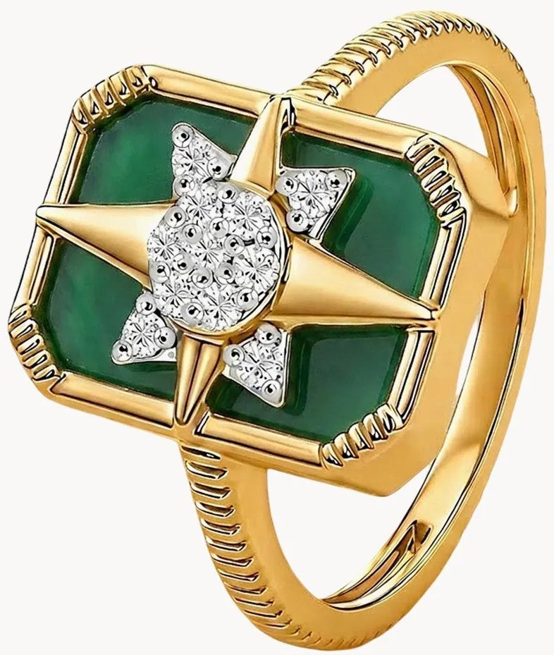 Anello placcato in oro con pietre preziose Veronique