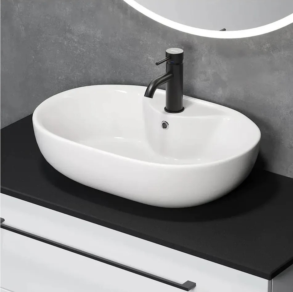Lavabo da appoggio TROMSO 59,5 x 41 cm, in ceramica, bianco