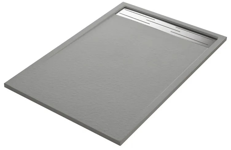 Piatto doccia SENSEA in resina Neo Metal Grid grigio L 70 x L 120 x H 3 cm opaco effetto pietra