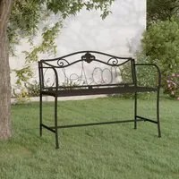 Panca da Giardino a 2 Posti 104 cm Nera in Acciaio 318831