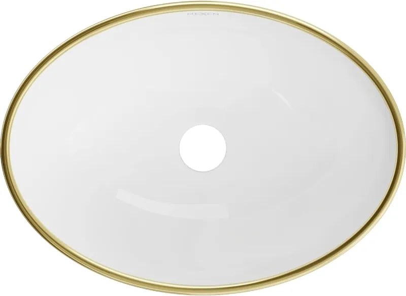 Mexen Elza lavandino da appoggio 40 x 33 cm, bianco/oro motivo griglia - 21014009