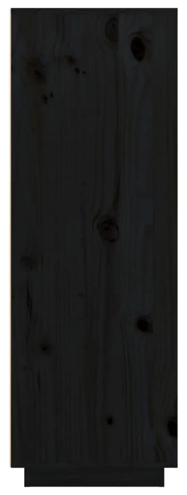 Credenza nera 89x40x116,5 cm in legno massello di pino