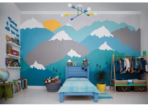 Lampadario a plafone CAMBRIDGE 6xE27/20W/230V blu/giallo