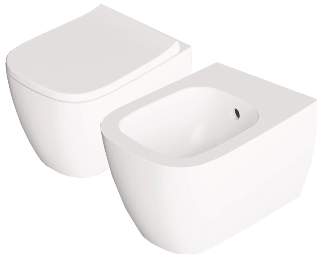 Coppia Di Sanitari Sospesi Senza Brida Alice Ceramica "Wunder" Bianco Lucido