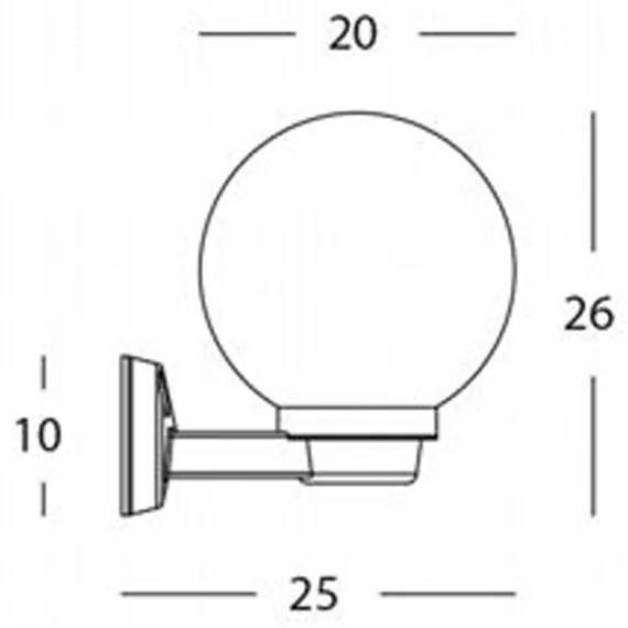 Applique Da Esterno Contemporanea Globo Termoplastica E Nero 1 Luce E27