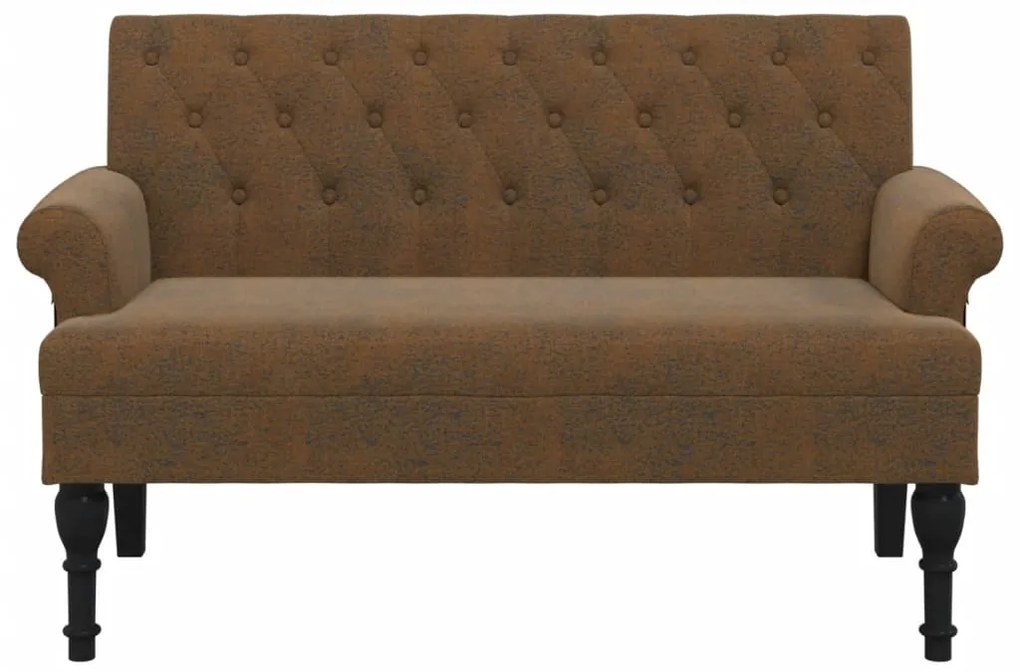 Panca con schienale marrone 120x62x75,5 cm in scamosciato