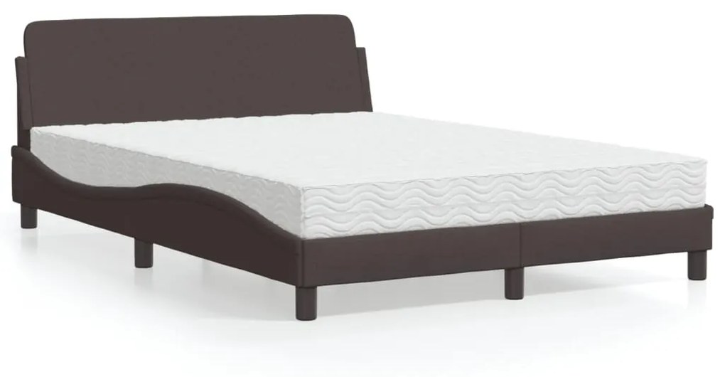 Letto Con Materasso Marrone Scuro 140x200cm Tessuto /