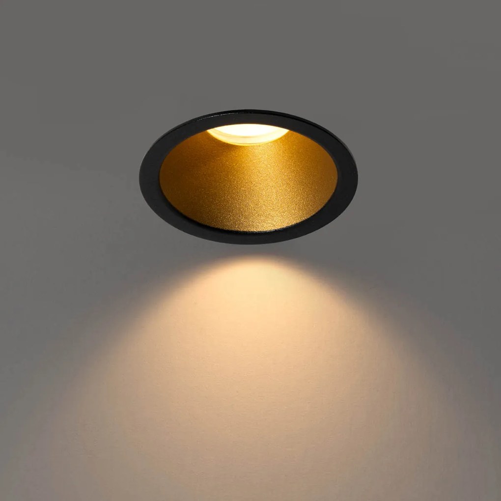 Set di 6 Faretti da incasso moderni Neri con oro GU10 35mm IP44 - Dept