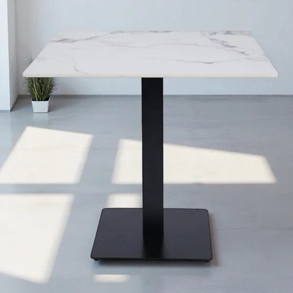 Tavolo bar pub ristorante quadrato 80x80 cm Top per esterno effetto Marmo venato H 75