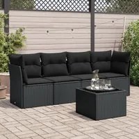 Set Divani da Giardino 5 pz con Cuscini in Polyrattan Nero 3217235