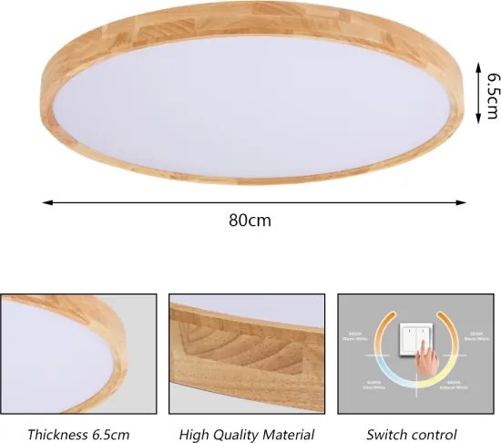 Brilagi - Plafoniera a LED WOODROUND LED/70W/230V 3000/4000/6000K Ø 80 cm