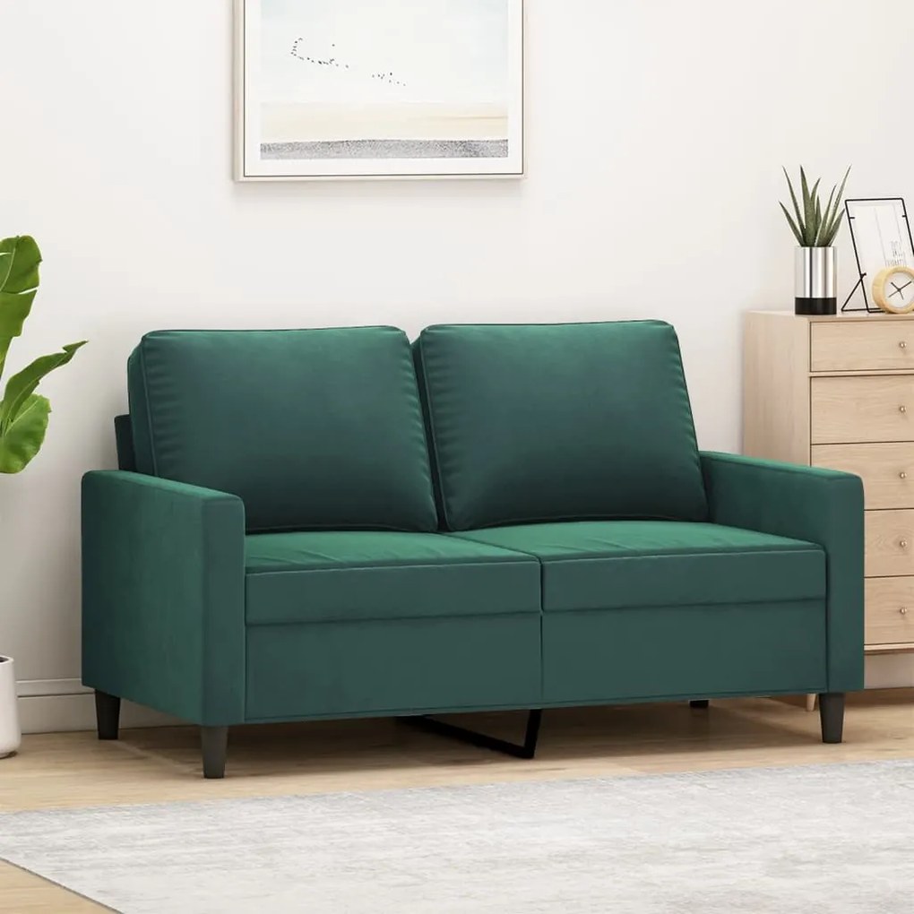 Divano A 2 Posti Verde Scuro 120 Cm İn Velluto /