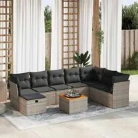 Set Divano da Giardino 9 pz con Cuscini Grigio in Polyrattan 3325777