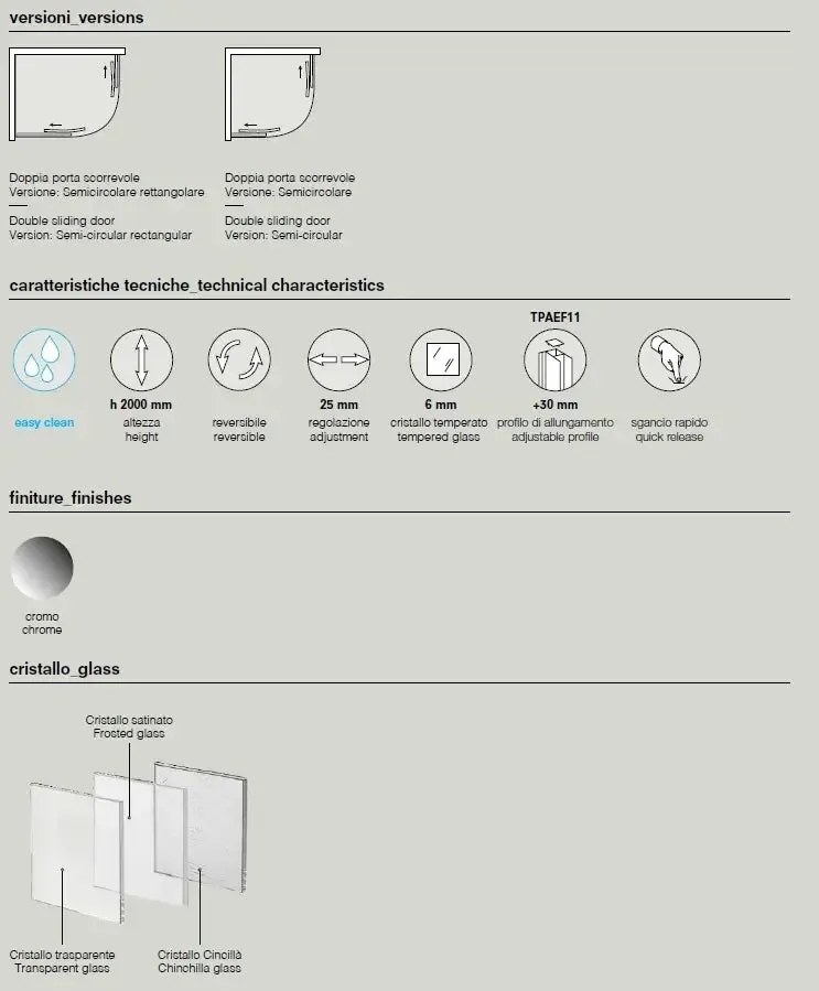 Box Doccia Semicircolare 6mm Scorrevole Anticalcare H200 FS40