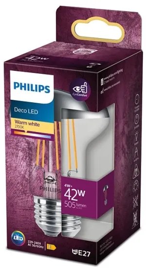 Lampadina LED con calotta sferica a specchio Philips DECO E27/4W/230V 2700K