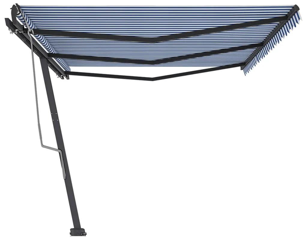 Tenda da Sole Autoportante Manuale 600x350 cm Blu Bianca